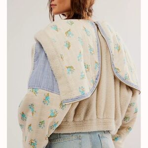 Free People ‼️RARE‼️ Spring Cuddles Sweatshirt Ivory Cream Floral Hoodie NWT 🔖